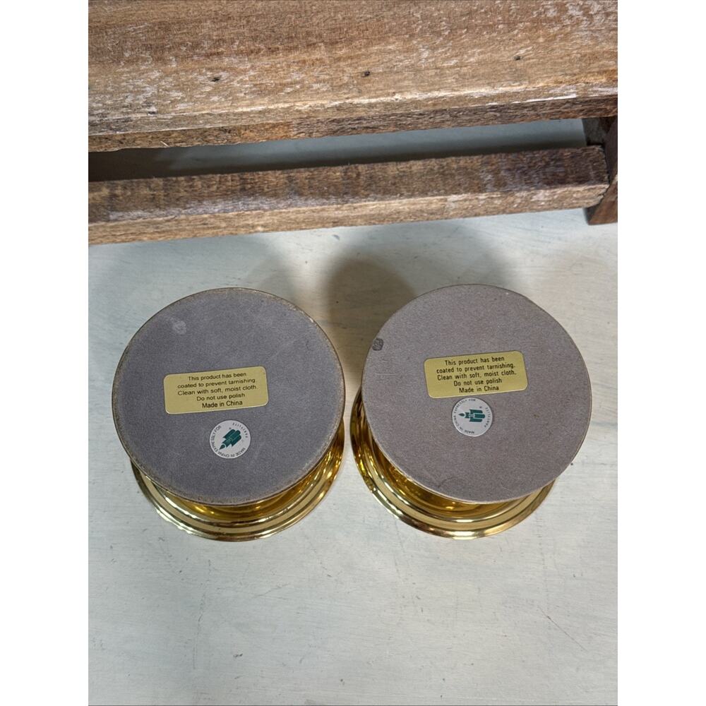 Vintage Partylite 2” Brass Pedestals Set Of 2 - Picture 5 of 8